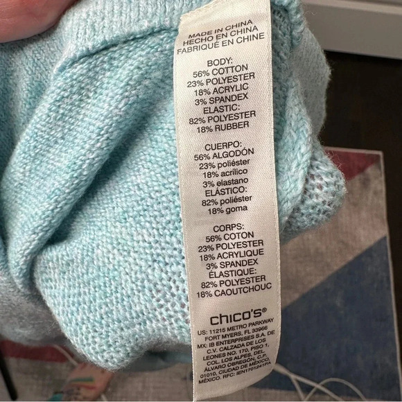 Chicos Light Blue Pull On Straight Leg Pants Size 2 (Large) Comfy Cozy Warm - Picture 4 of 8
